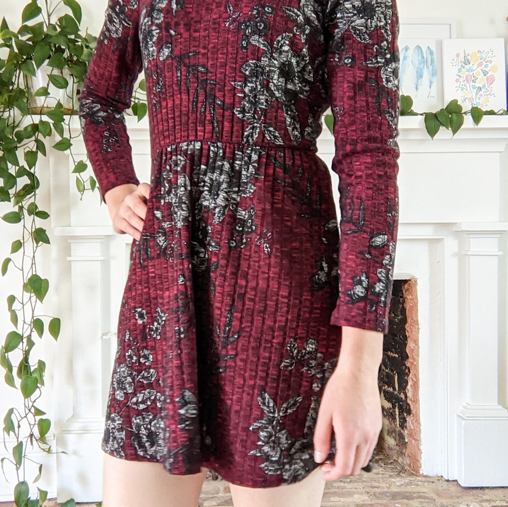 Red and black floral Trixxi sweater dress